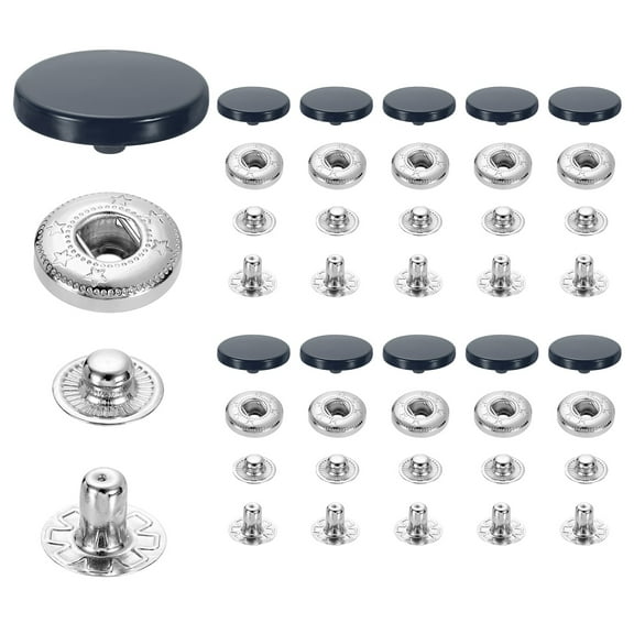 20 Set Snap Fasteners, 17mm #831 Zinc Alloy Press Studs Buttons, Navy Blue
