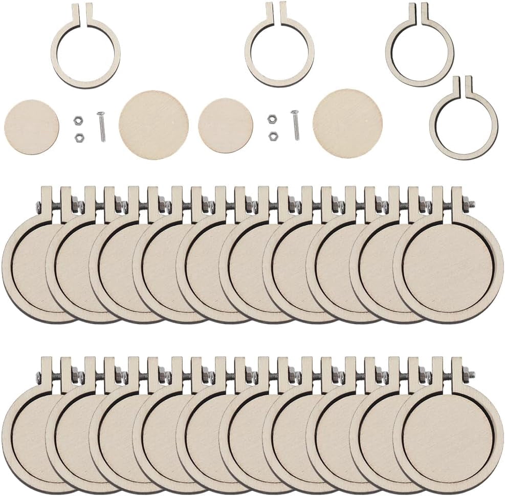 Embriodery Rings 20 Sets 1.4 Inch Mini Embroidery Hoops Stitch Hoop Ring Bulk Adjustable ...