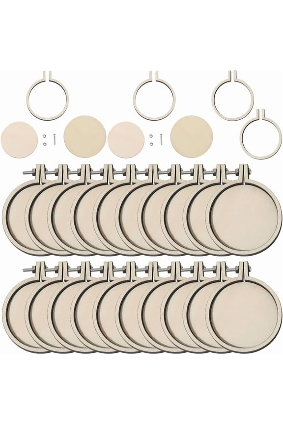 20 Sets 1.8 Inch Mini Embroidery Hoop Stitch Hoops Adjustable Circle Stitch Hoop Ring Bulk Small Wood Embroidery Rings