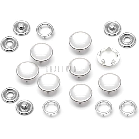 20 Sets 10.5MM Cloudy White Pearl Snaps Fasteners Pearl-Like Button for Western Shirt Clothes Popper Studs (Cloudy White)