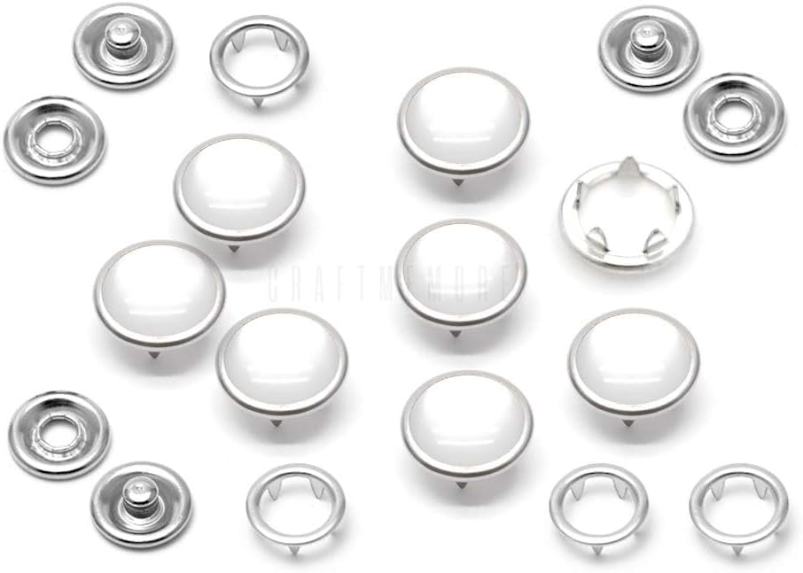 20 Sets 12mm Pearl Snaps Fasteners Pearl-Like Prong Snap Button for ...