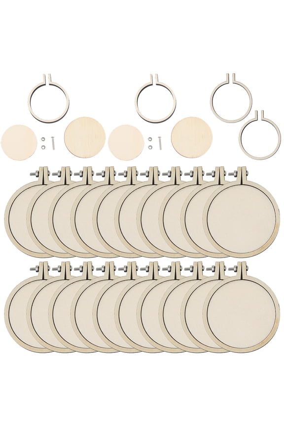 20 Sets 2 Inch Stitch Ring Hoop Embroidery Hoop Frame Adjustable Circle Round Small Mini Wooden Embroidery Rings Bulk