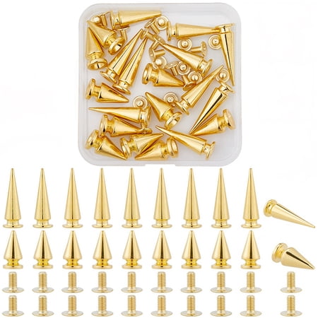 20 Sets 289mm Studs Golden Cone Punk Round Spikes Rivets Large Screwback Studs Screw on Cone Long Metal Spikes