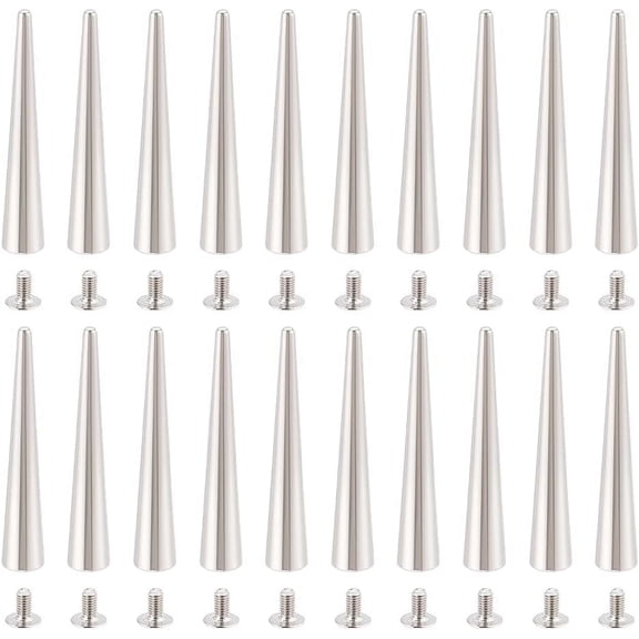 20 Sets 2inch Nails for Garment Platinum Color Long Punk Screw Rivets Leather Craft Long Cone Nails Alloy Long Metal Nails for Jacket Garment Leather DIY Decoration Making