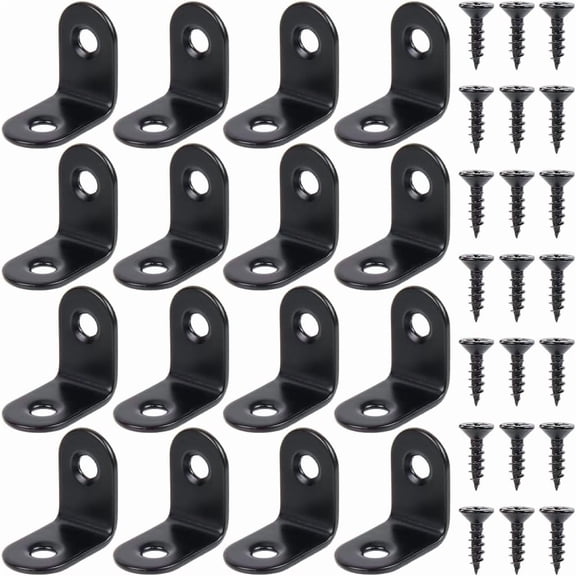 20 Sets 304 Stainless Steel Floating Shelf Brackets L Wall Bracket Corner Brace with Screws for Furniture Black 25.5x24.5x16mm Hole: 5.5mm by handwork