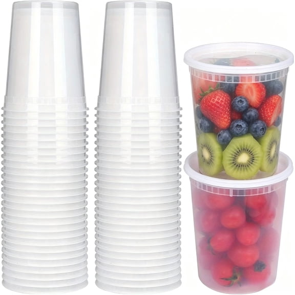 20 Pack 32 oz Soup Containers with Airtight Lids – Heavy-Duty Microwaveable Deli Containers for Soups, Sauces, and Leftovers
