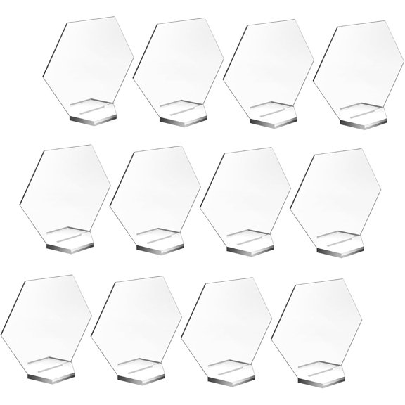 20 Sets 4.5" Hexagon Sign Table With Stand Blanks Table Numbers for Wedding Party and & Beverage Center Decor