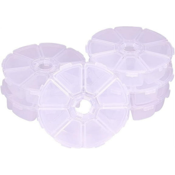 20 Sets 8 Compartments Round Resin Storage Box Bead Organizer Display Containers