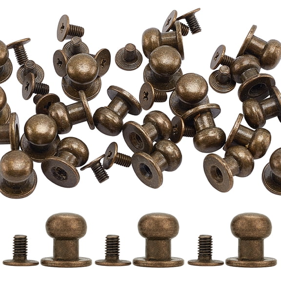 20 Sets 8mm Brass Round Head Button Phillips Screw Stud Rivet Chicago Screw Button Leather Rivets Craft Belt Fastener