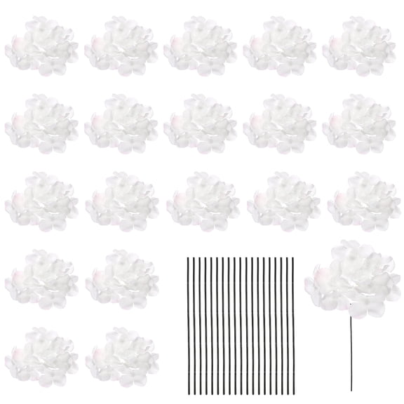 20 Sets Artificial Hydrangea Flower Heads with Stems,Fake Flower Silk for Bouquet Table Home Wedding,Pale White