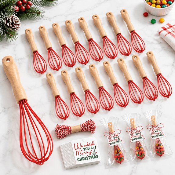 20 Sets Baking Gifts Set Includes 8 Inch Silicone Whisk With Wood ...