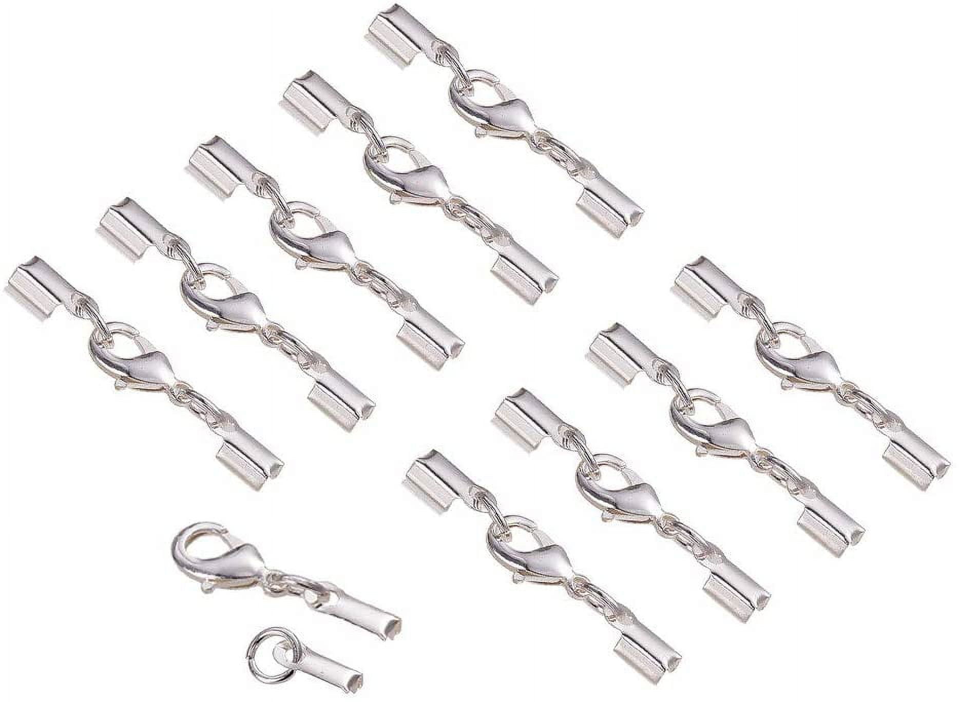 20 Sets Brass Lobster Claw Clasps Fold Over Cord End Caps Terminators