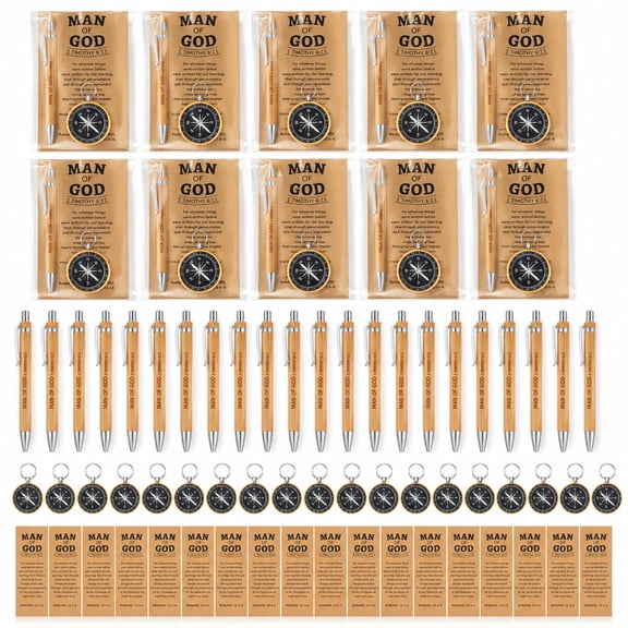 20 Sets Christian Gift Compass Pen Set, Man of God Religious Bulk Gift with Bible Verse Cards Luminous Compass Ballpoint Pens, Pastor Appreciation Church Event Inspirational Gift