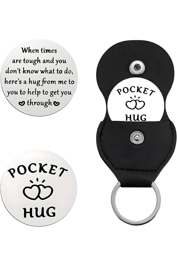 20 Sets Engraved Metal Keepsake Keychains, Stainless Steel Message Tokens with PU Leather Holder, Small Thank You Gifts for Friends and Groups