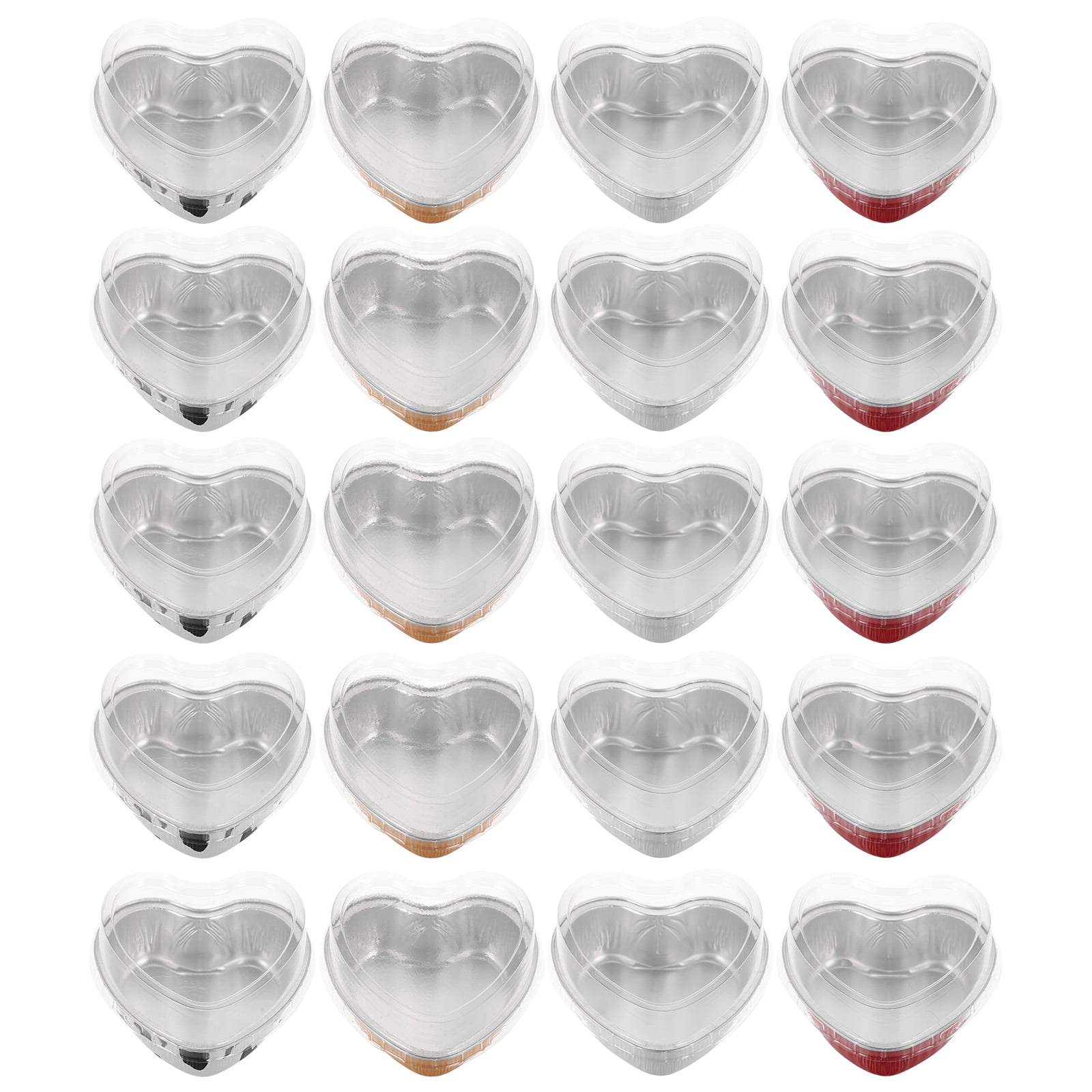 20 Sets HeartShaped Aluminum Foil Box Cake Pan Ramekins with Lids Pans