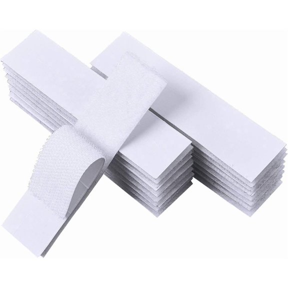 20 Sets Hook and Loop Strips with Adhesive - 1x4 Inch - Adhesive Fasteners Tape for or Office Use Replaces Holes and Screws, White