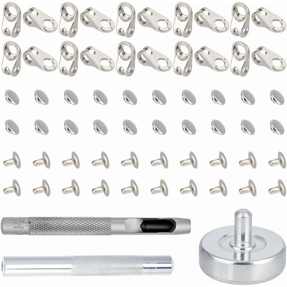 20 Sets Lace Hooks Kit Alloy Hooks and Eyelets Repair Lace Buckles Rivets Eyelets Hooks with Tools for DIY handcrafting