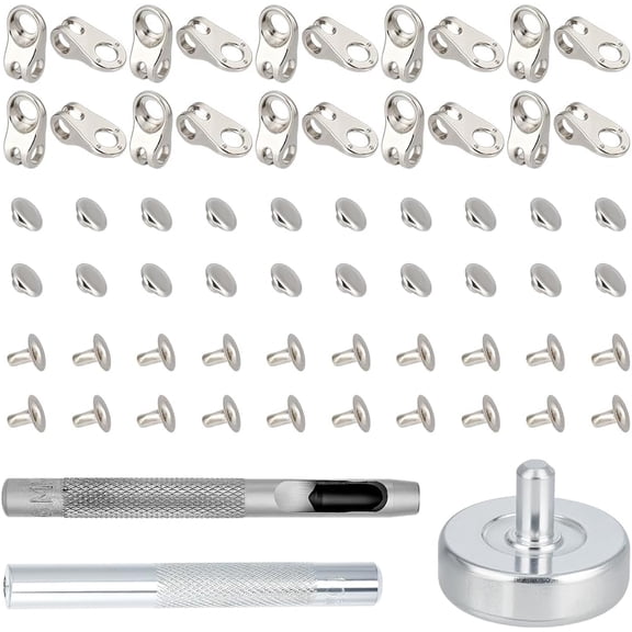 20 Sets Lace Hooks Kit Alloy Hooks and Eyelets Repair Lace Buckles Rivets Eyelets Hooks with Tools