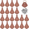 thumbnail image 1 of 20 Sets Leather Key Fob Kit PU Leather Keychain Making Kits Blank Leather Clothing Labels Set Key Fobs with Rivet Pins Rivet Caps for Laser Engraving Keychain Making Brown DIY, 1 of 6