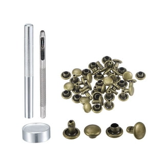 UNCO- Leather Rivets Kit, 4 Colors, 2 Sizes, 240 Pcs, Tubular Metal Studs with Fixing Tools, Double Cap Rivets, Rivets for Leather, Rivets for