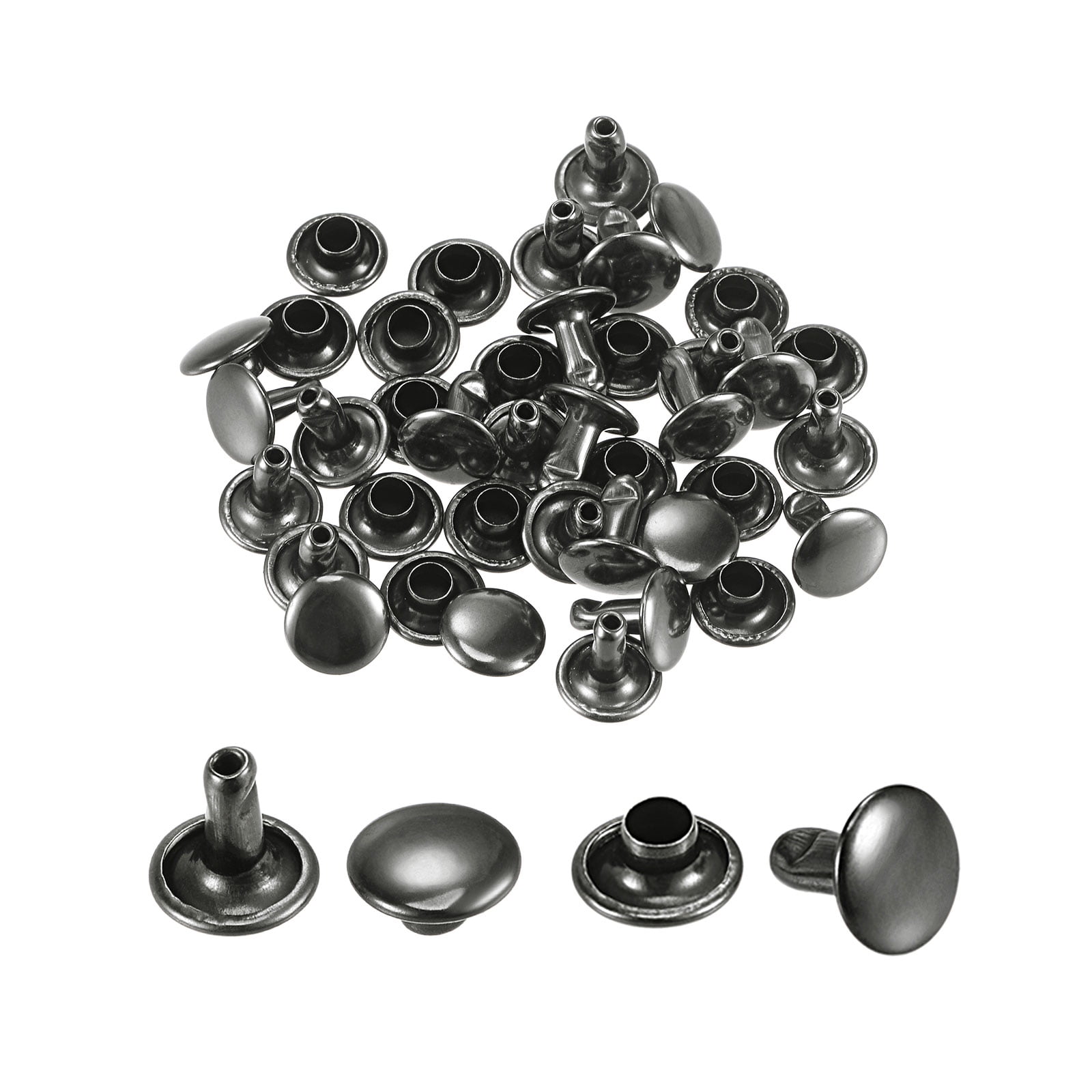 400Sets Rivets for Leather, 6mm Double Round Cap Rivets, Leather Rivets  Tubular Studs Spike for Purse Strap Key Rings Clothing Fabric Pets Collar