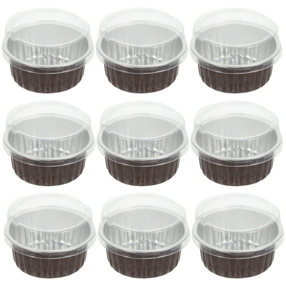 20 Sets Metal Container with Lid Aluminum Cupcake Cups Foil Pudding Dessert Thickened