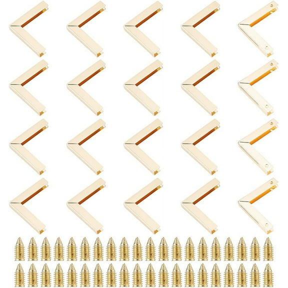 20 Sets Metal Purse Corner L-Shaped Gold Purse Corner Protectors for Bag Edges Purse Bottom Corner Protectors for Purse Making and Decor diy