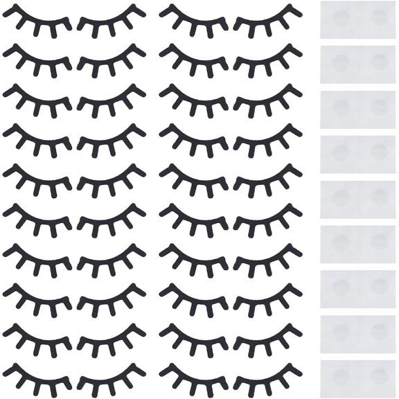 20 Sets Non-Woven Cake Insert Card Decoration Eyelash Black 19x55x1mm
