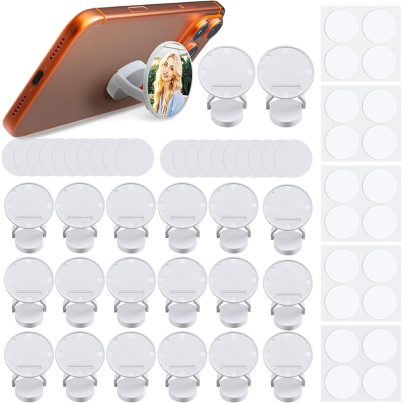 20 Sets Phone Grip Sublimation Blanks, PVC Material Vibrant Colors for Heat Press Project, DIY Unique 360 Rotation Cell Phone Holder Finger Ring Kickstand Gifts (White)
