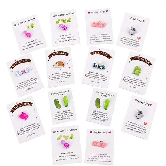 20 Sets Pocket Hug Gift Cards with Mini Toys, Inspirational Quote Cards with Cute Plastic Tokens, Emotional Support Gifts for Friends Family Coworkers, Encouragement Gifts Bulk for Sharing Love