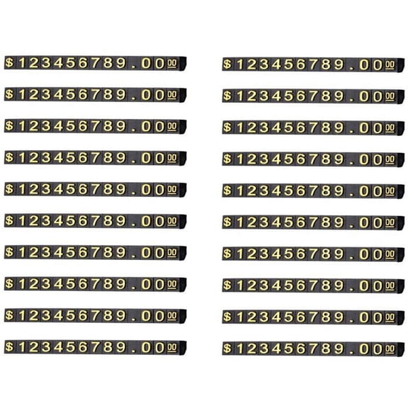 20 Sets Price Display Square Adjustable Price Tag for Price Display Counter Stand Number Letter Dollar Price Block Kit S