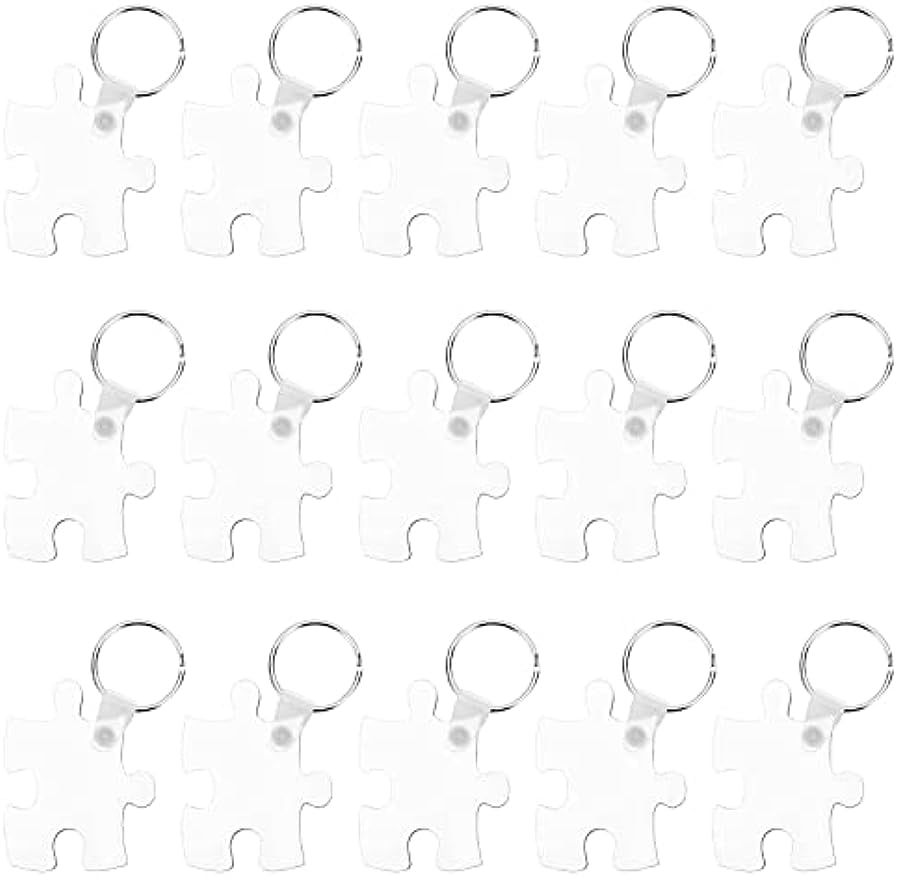 20 Sets Puzzle Sublimation Blanks Keychains DoubleSided Keychain