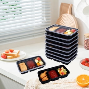20 Sets Reusable Snack Containers Meal Prep Containers 3 Compartment Condiment Container With Lids Snackle Box Container Portion Control for Refrigeration Sauce,Outdoor Takeaway,Travel(Black)