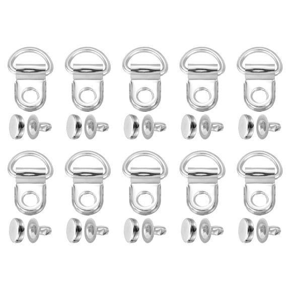 20 Sets Shoelace Hook, Boot Lace Hooks DRing Eyelet Buckles with Rivets, Boots Eyelet Repair Clip for Hiking Boots Shoe Leather Bag, 9x14mm Silver
