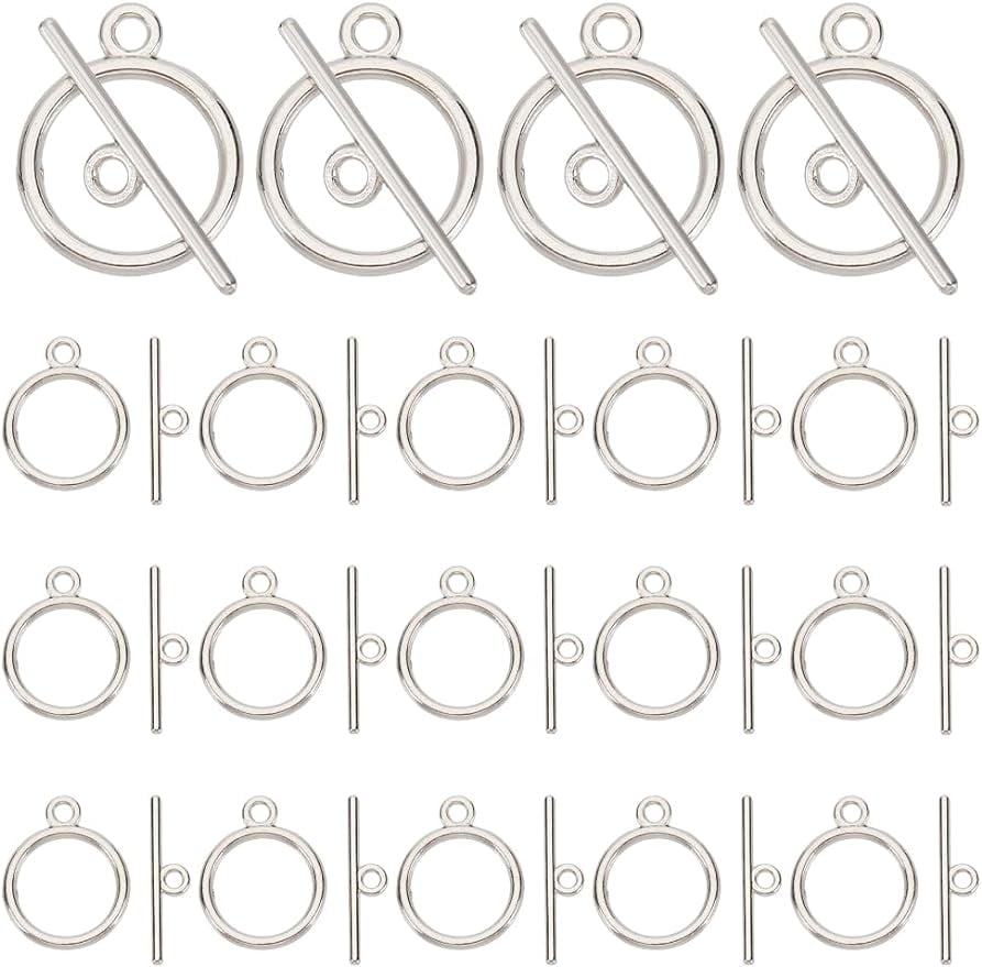 20 Sets Toggle Clasps Jewelry Closure Clasp Ring IQ Toggle Clasps Round Clasps Fastener Hook