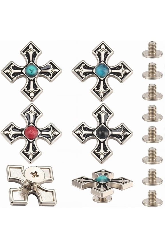 20 Sets Turquoise Screw Back Buttons Decorative Buckle Vintage Western Style Replacement Buckle for DIY Leather Craft Fabrics Goods Accessories Set for DIY Mixed Color