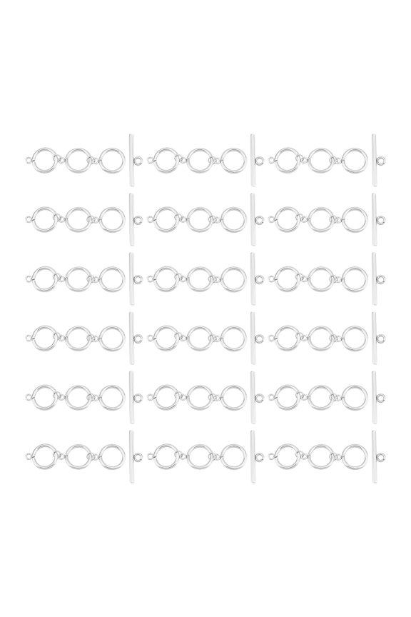 20 SetsAdjustable Toggle Clasp 3 Round Ring Stainless Steel Toggle Clasps Kits Ring Bar Toggle Clasps