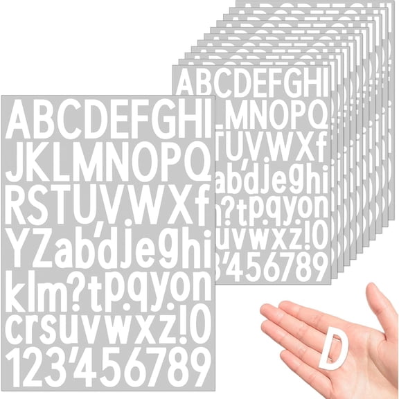 20 Sheet 1.5 Inch Letter and Number Stickers Self Adhesive Vinyl Letters Stick Alphabet Stickers Big Font Mailbox Numbers for School Bulletin Board Poster Board Label Decor (White)