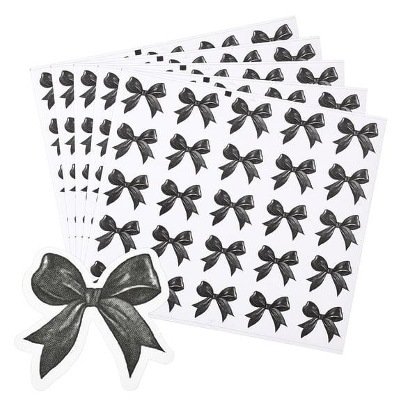20 Sheet Bowknot PP Stickers Self-adhesion for Suitcase Skateboard Helmet Mobile Phone Shell Scrapbook Decoration Black 200x210x0.2mm