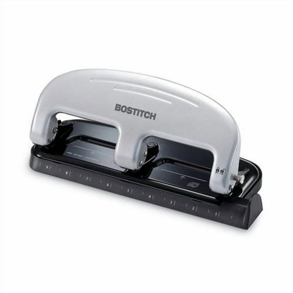 "20-Sheet Ez Squeeze Three-Hole Punch, 9/32"" Holes, Black/silver | Bundle of 10 Each"