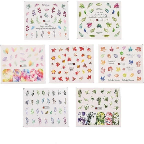 20 Sheet Nail Art Water Transfer Sticker Foliage/Leaf Watermark Nail Decals Mixed Color Nail Art Decoration Sticker DIY Nail Tip
