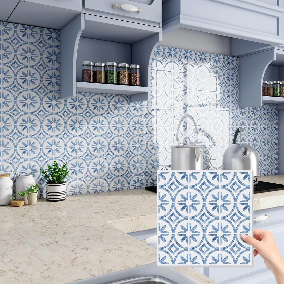 20 Sheet Peel and Stick Backsplash Tiles,Waterproof Self Adhesive Tile,Removable Vinyl Tile Sticker for Kitchen,Bathroom,Laundry Room ，RV 12" x 12"