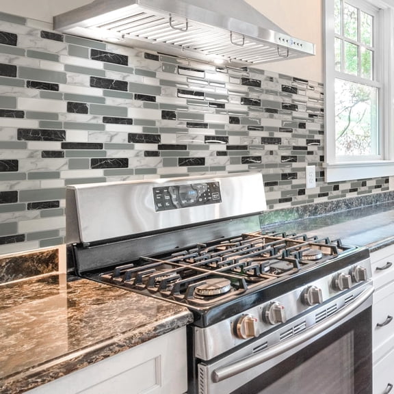 20-Sheet Peel and Stick Kitchen Backsplash Tiles, Self-Adhesive Wall Tiles for Kitchen and Bathroom, 12"x12", Marble Grey