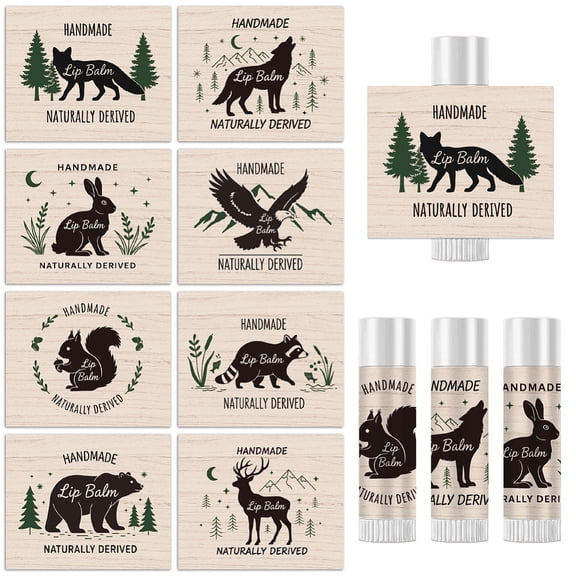 20 Sheet Picture Stickers for Lip Balm DIY Paper Stickers Labels Animals 54x44mm 8pcs/sheet