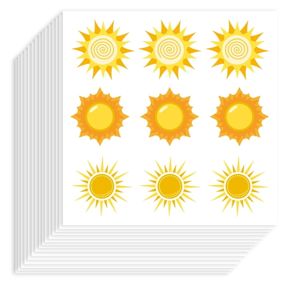 20 Sheet Self-Adhesive Paper Decorative Stickers for Party Decorative Presents Sealing Sun 90x90mm