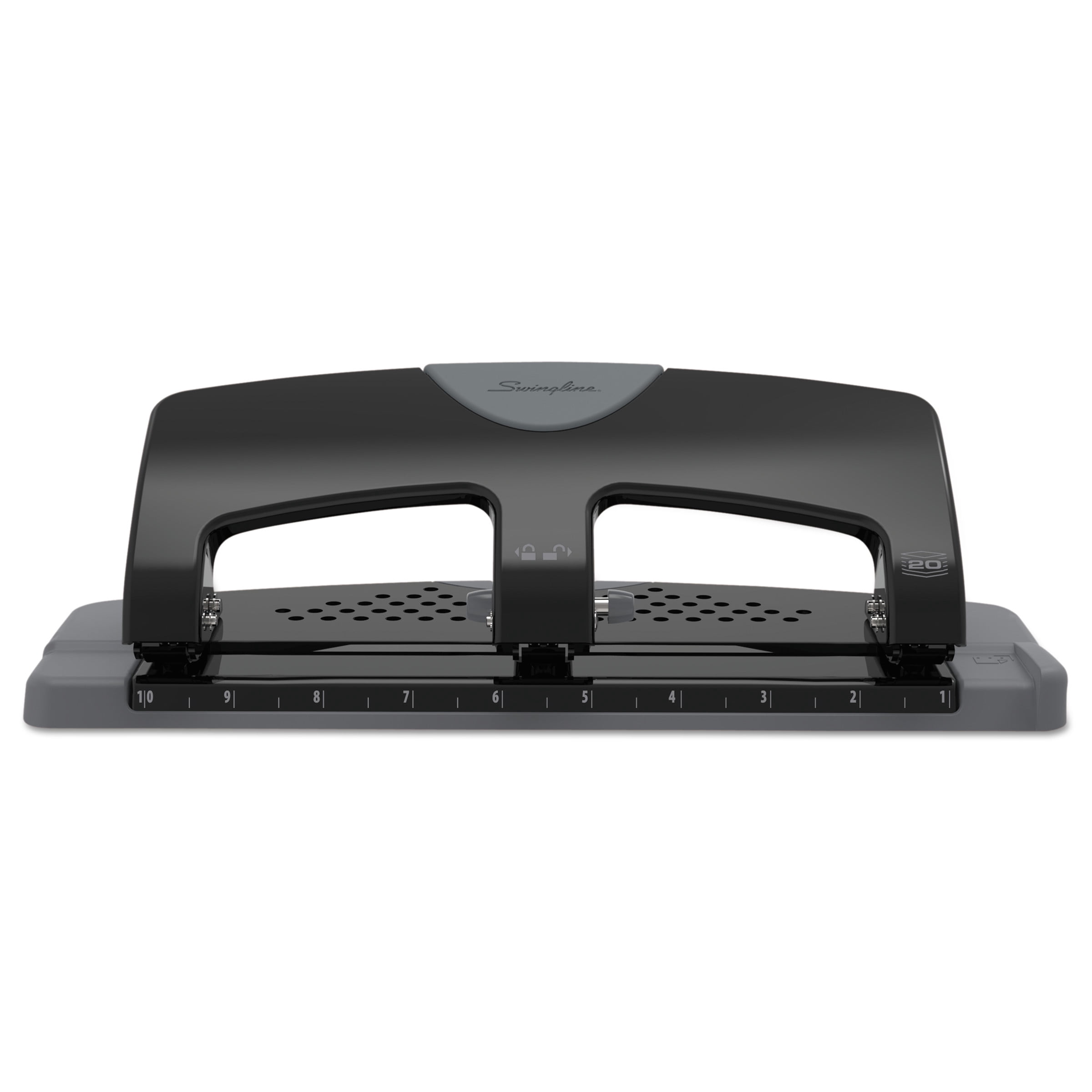"20-Sheet Smarttouch Three-Hole Punch, 9/32"" Holes, Black/gray | Bundle of 5 Each"
