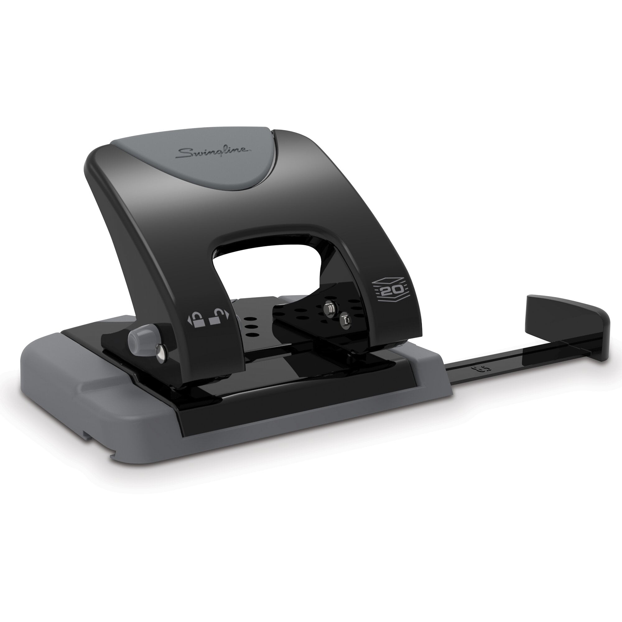 "20-Sheet Smarttouch Two-Hole Punch, 9/32"" Holes, Black/gray | Bundle of 5"