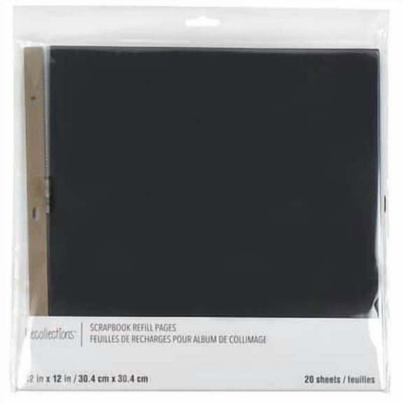 20 Sheets (120 total) 12" x 12" Black Scrapbook Refill Pages by Recollections - Memory Book Page Refills - Bulk 6 Pack