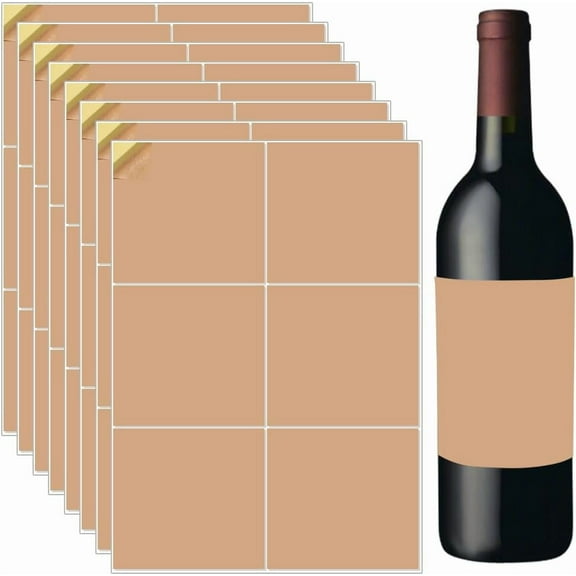 20 Sheets 120Pcs Wine Bottle Paper Labels Printable Sandy Brown 4 x 4 Inch Self Adhesive Kraft Blank Wine Label Sticker Covers Birthday Graduation Cocktail Party 20pcs Sandy Brown