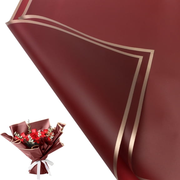 20 Sheets 23x23 Inch Waterproof Flower Wrapping Paper Gold Border Jelly Film Sheets for Elegant Bouquet Packaging and Creative Gift Decorating